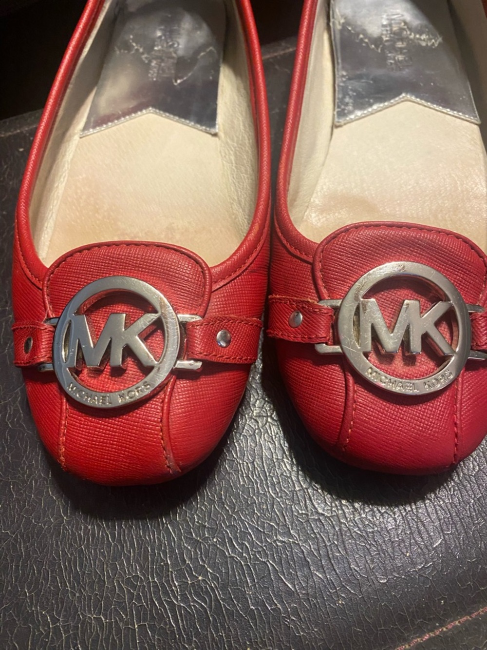 Michael Kors Red Leather MK Logo Ballet Flats, Size 8M - Picture 8 of 10